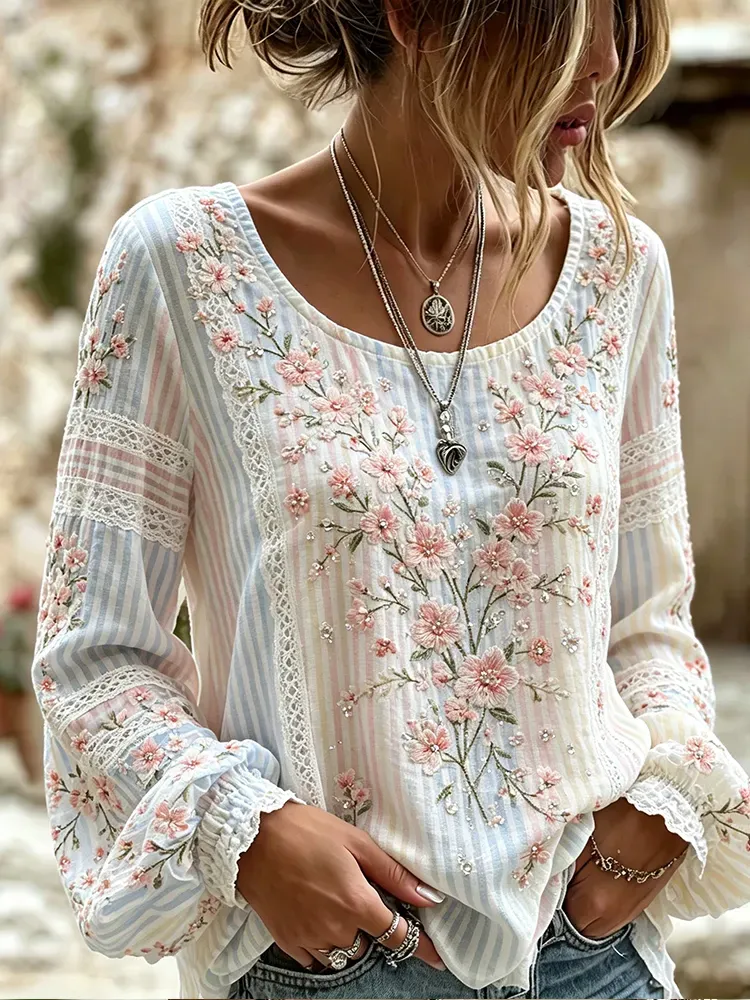 Women'S Floral Art Print  Top