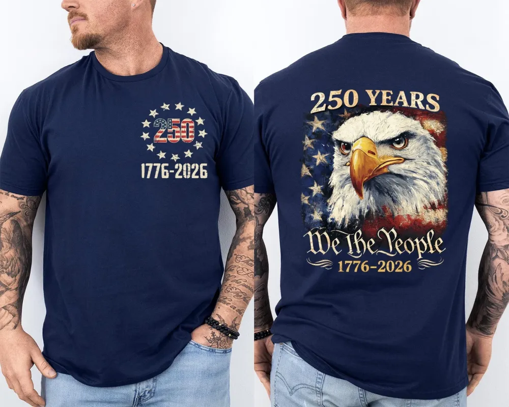 Men'S Casual American 1776-2026 Anniversary Printed Short Sleeved T-Shirt