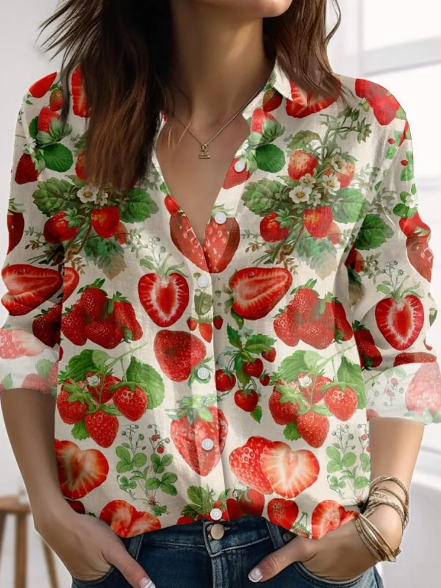Fruity Strawberry Print Shirt
