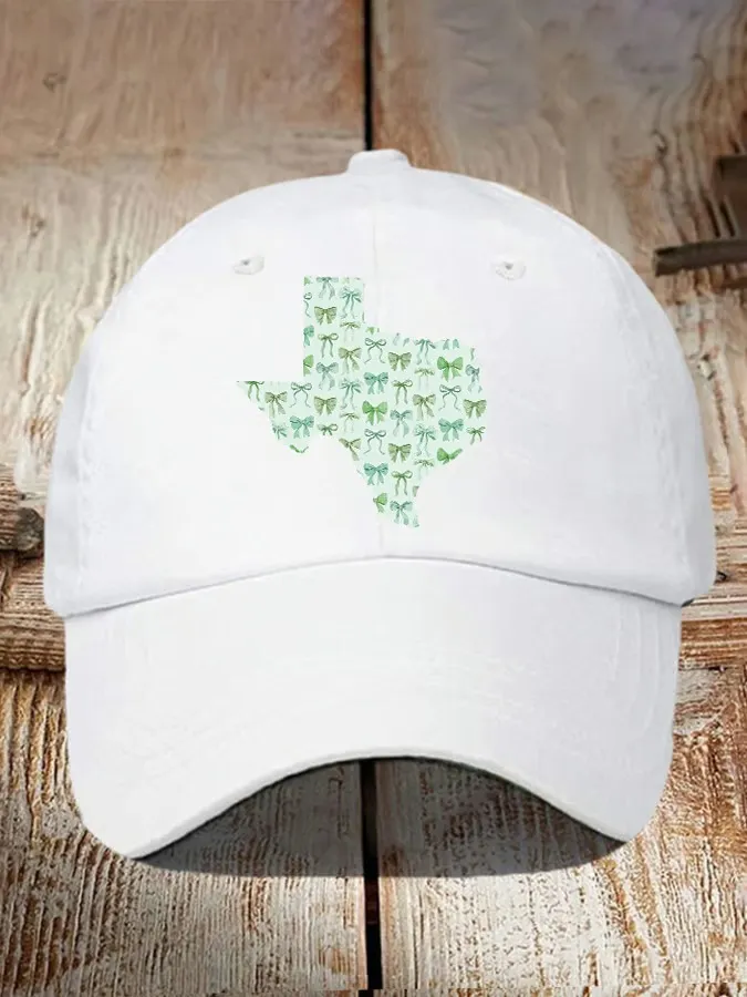 Retro Texas Strong Green Bow Print Baseball Cap