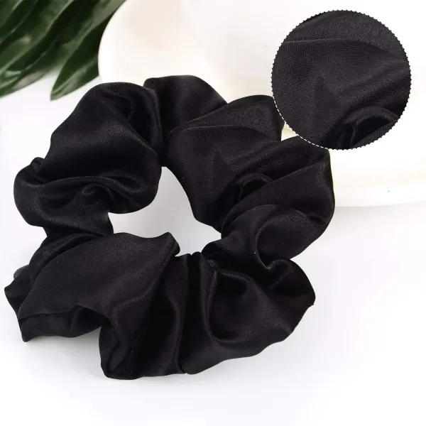 Ten Black Soft Elastic Hair Bands For Ladies