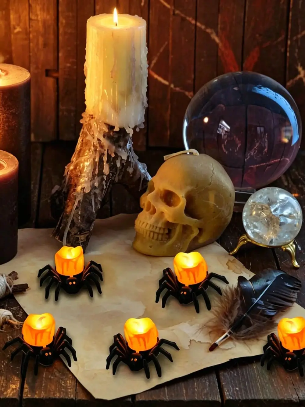 6Pcs Halloween Spider Shaped Tea Light Candles