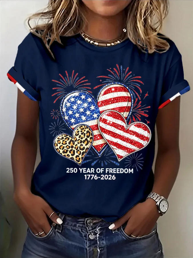 Women's USA Printed Casual T-shirt