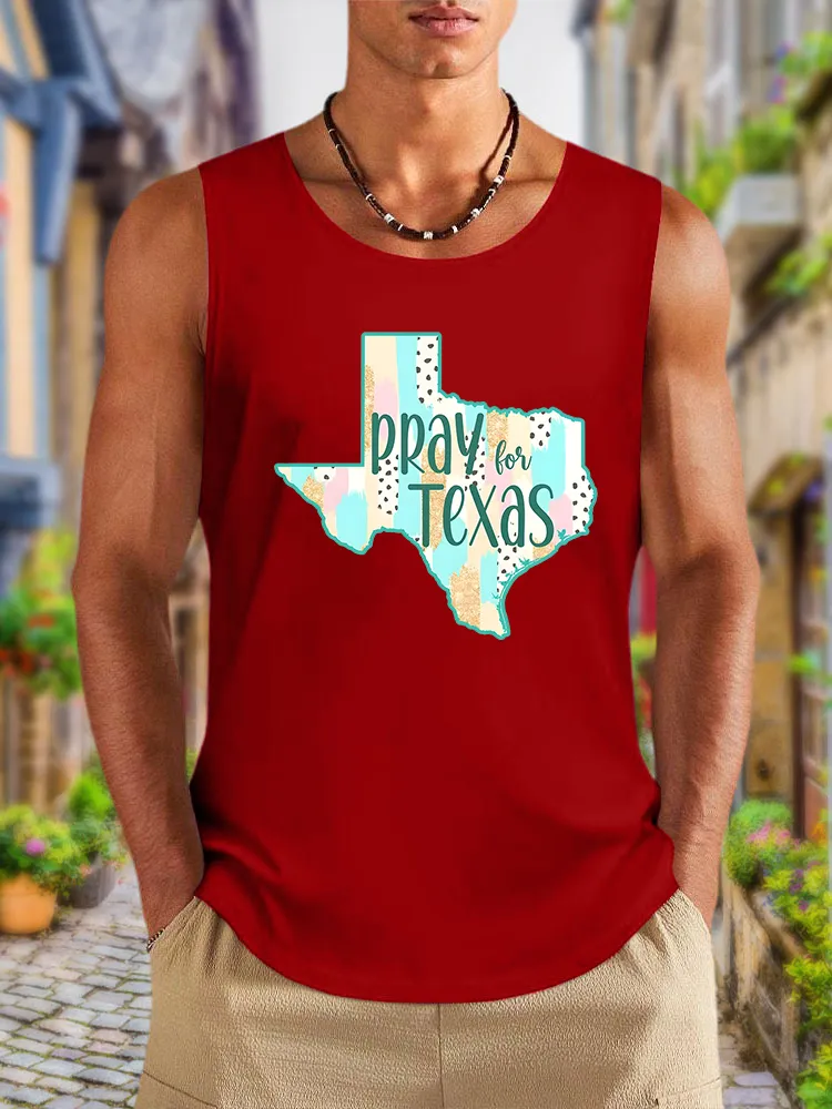 Men'S Simple Style PRAY TEXAS Soft And Comfortable Crew Neck Vest
