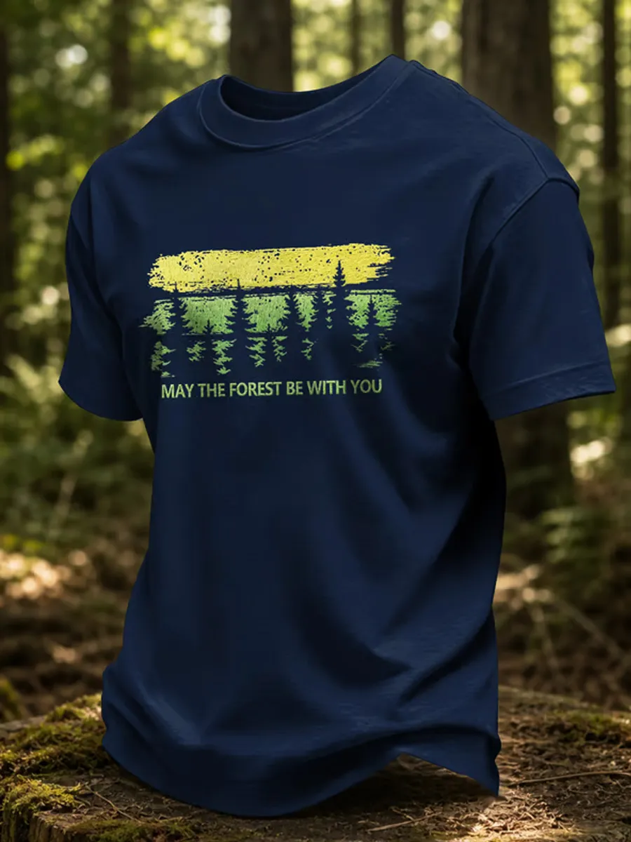 Men's May The Forest Be With You Printed Casual T-Shirt