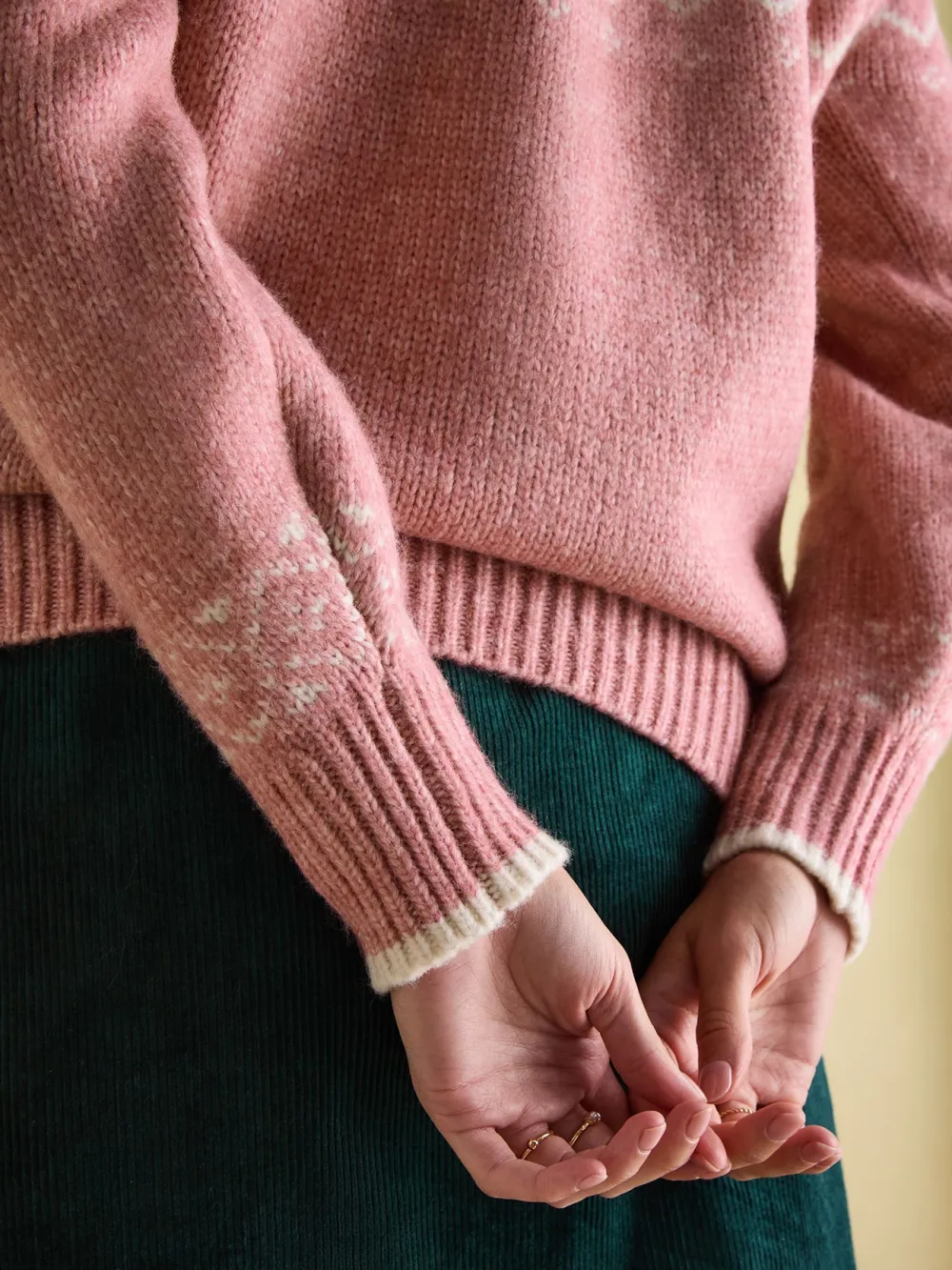 Cream Crew Neck Fairisle Pattern Jumper