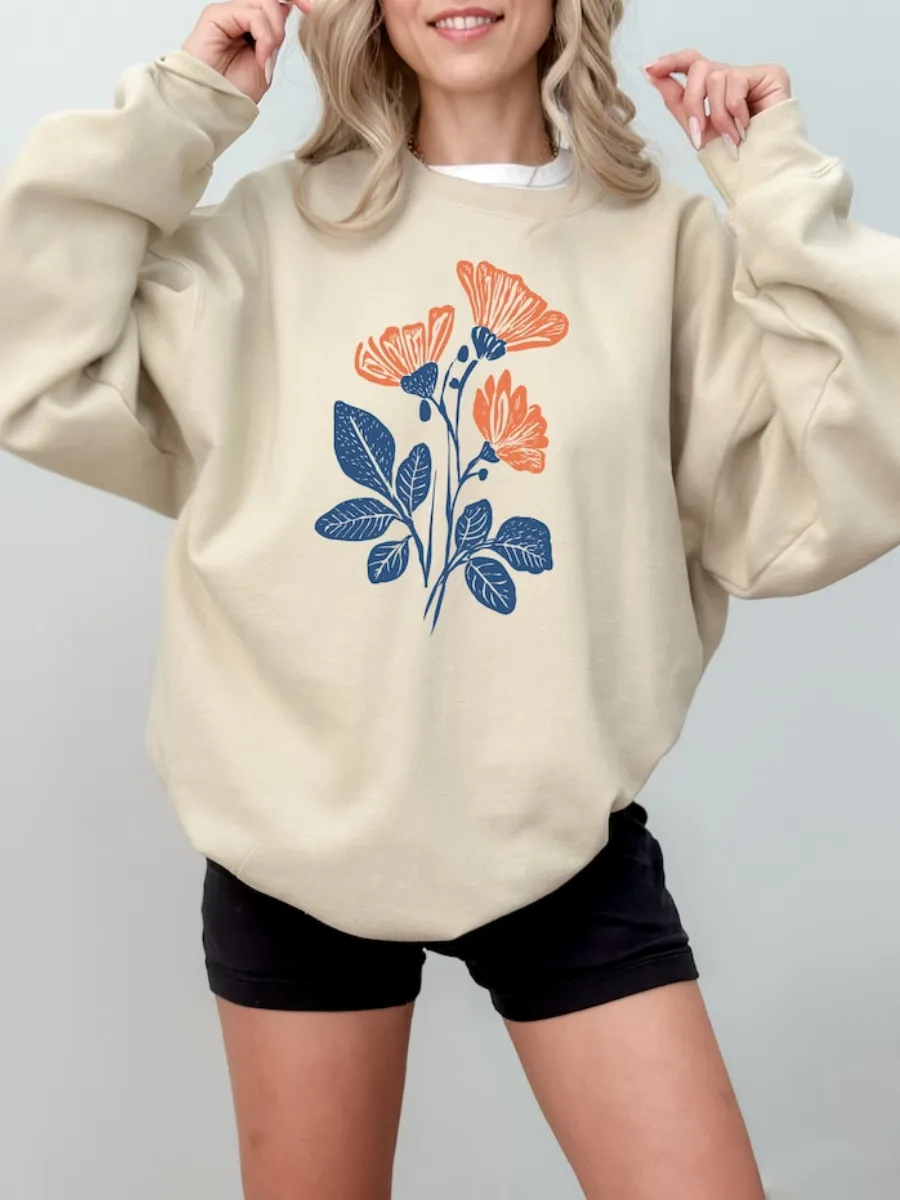 Floral Graphic Oversized Sweatshirt