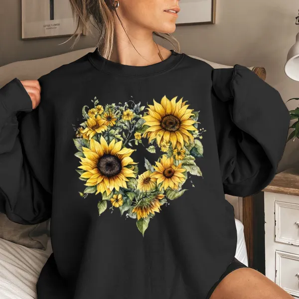 Sunflower Printed Long Sleeve Casual Sweatshirts