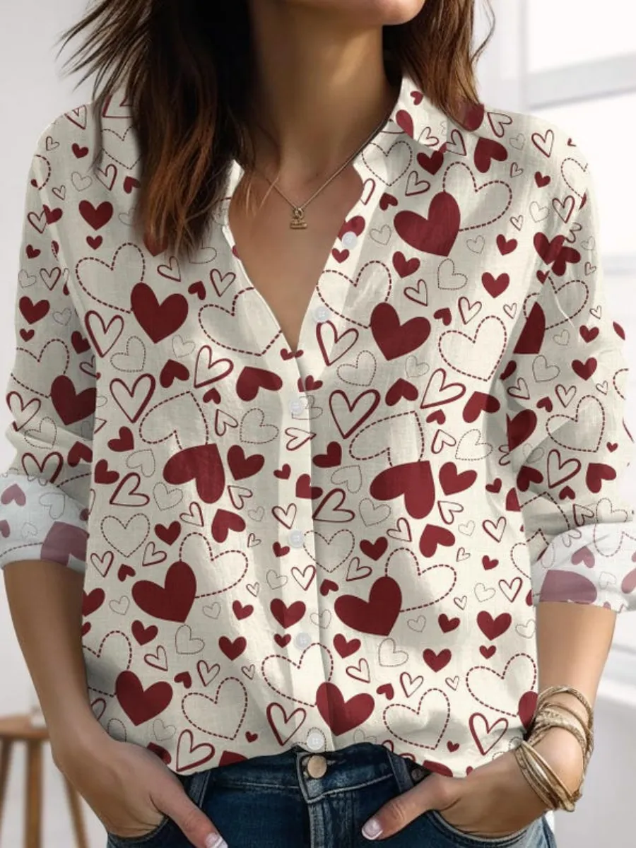 Heart Printed Long Sleeve Shirt