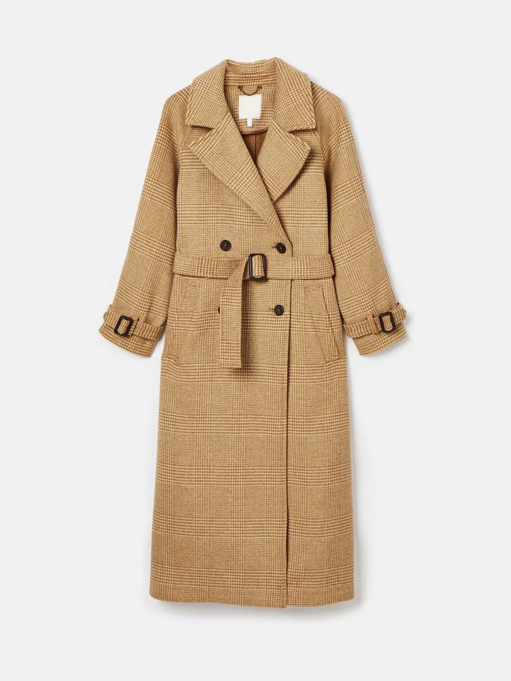 Brown Longline Wool Blend Coat