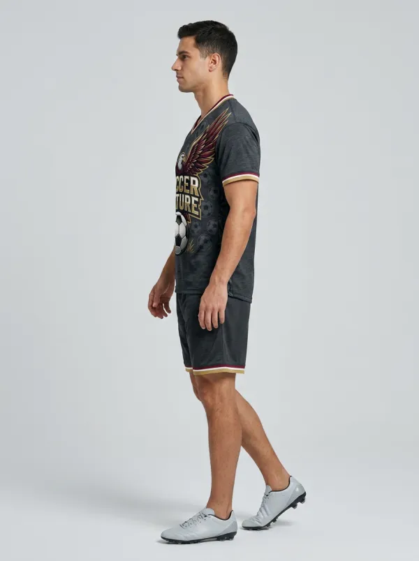 Men's USA Soccer Culture Eagle Ball Printed V-Neck T-shirt