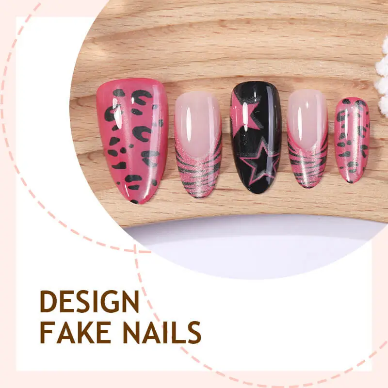 Nailhour 30Pcs Glitter Medium Almond Y2K Cute Press On Nails