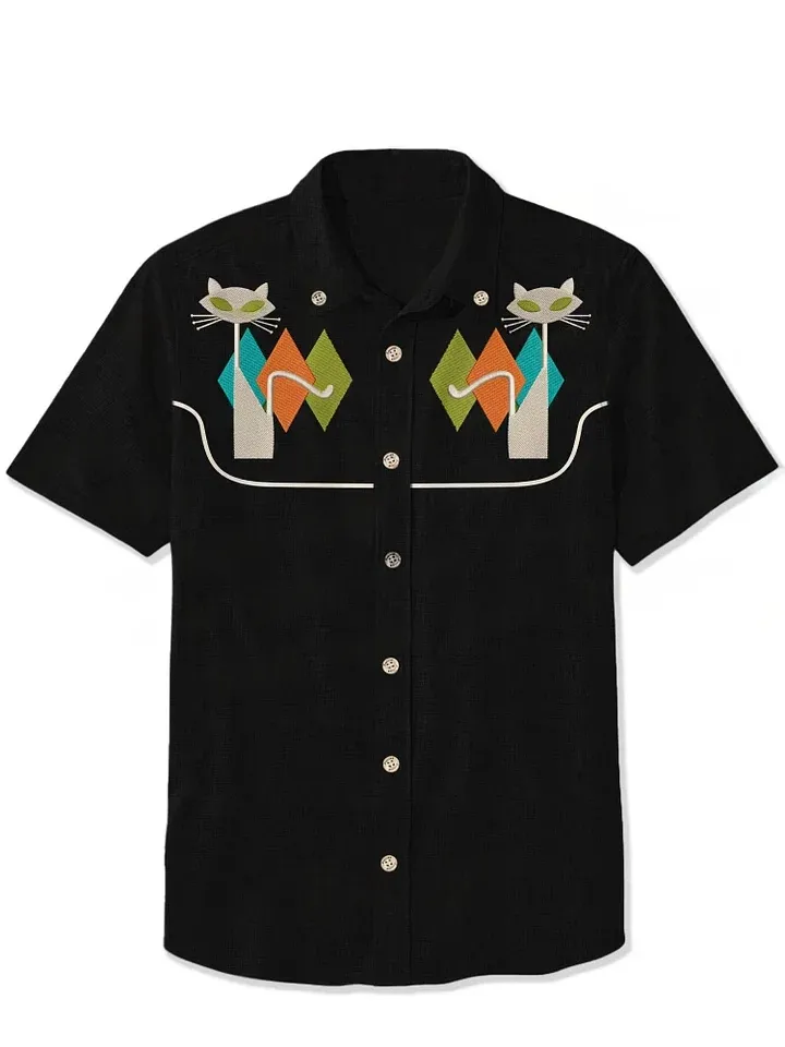 1950'S Vintage Atomic Cat - 100% Cotton Shirt