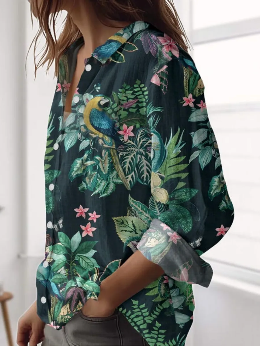Jungle Parrot Print Shirt