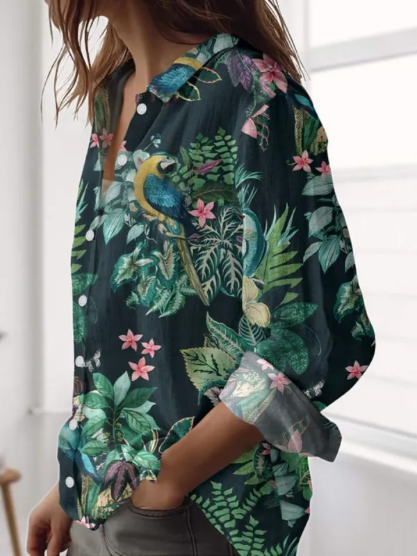 Jungle Parrot Print Shirt