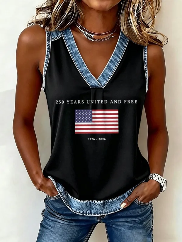 Women'S Flag Printed Casual Vest