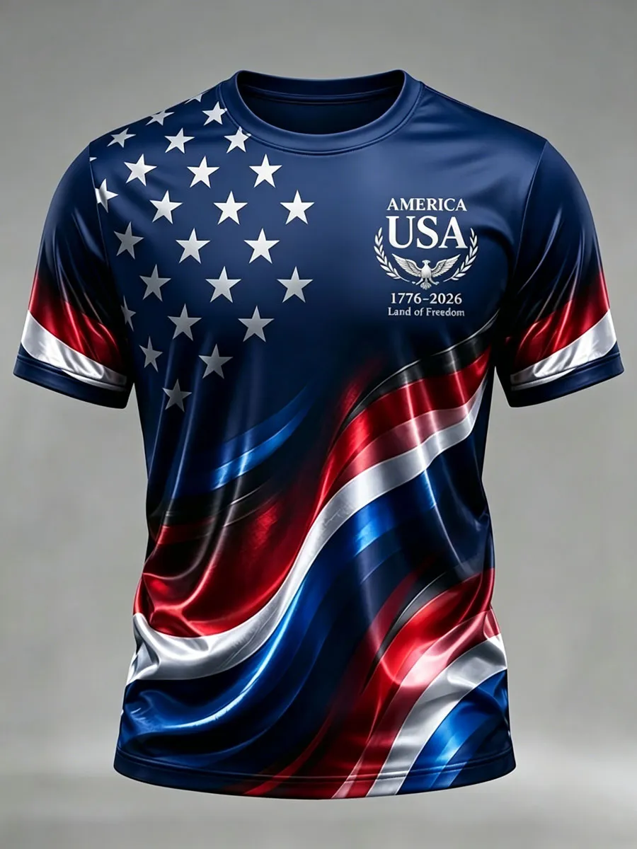Men'S Retro 250Th Anniversary American Short-Sleeve T-Shirt