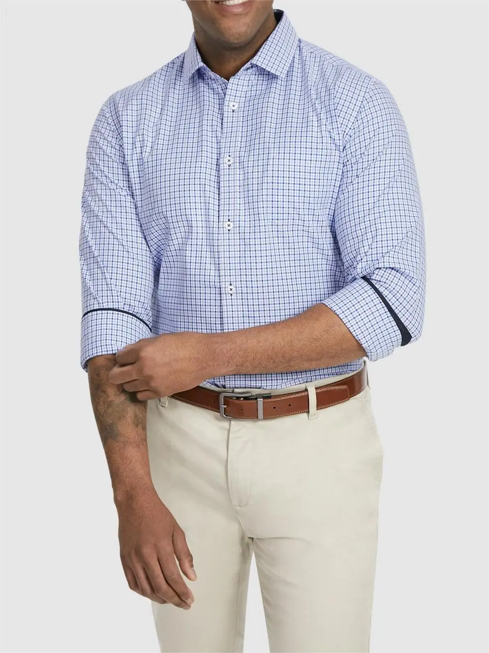 Blue Classic Checked Long Sleeve Shirts