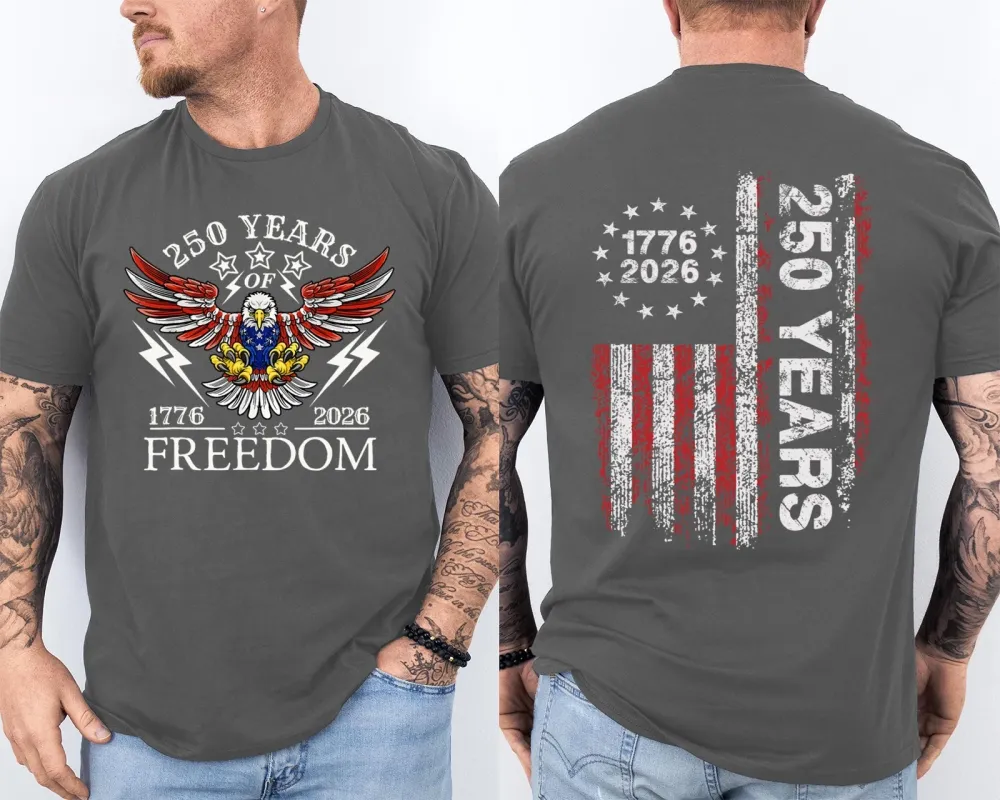 Men'S Casual American 1776-2026 Anniversary Printed Short Sleeved T-Shirt