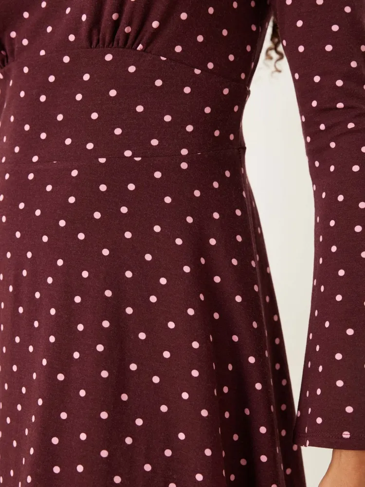 Polka-Dot Boat Neck Dress