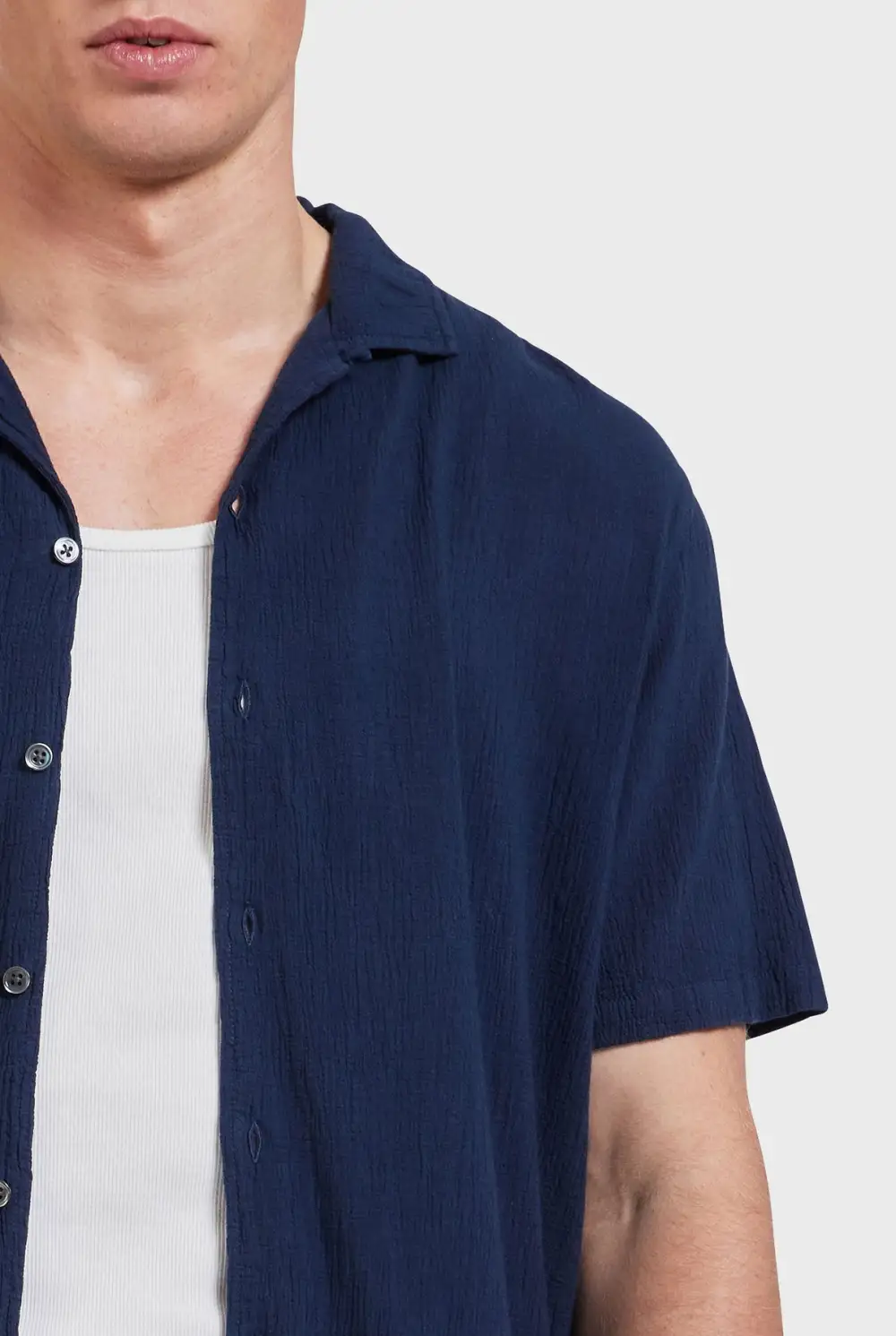 Peach Textured Short Sleeve Shirt