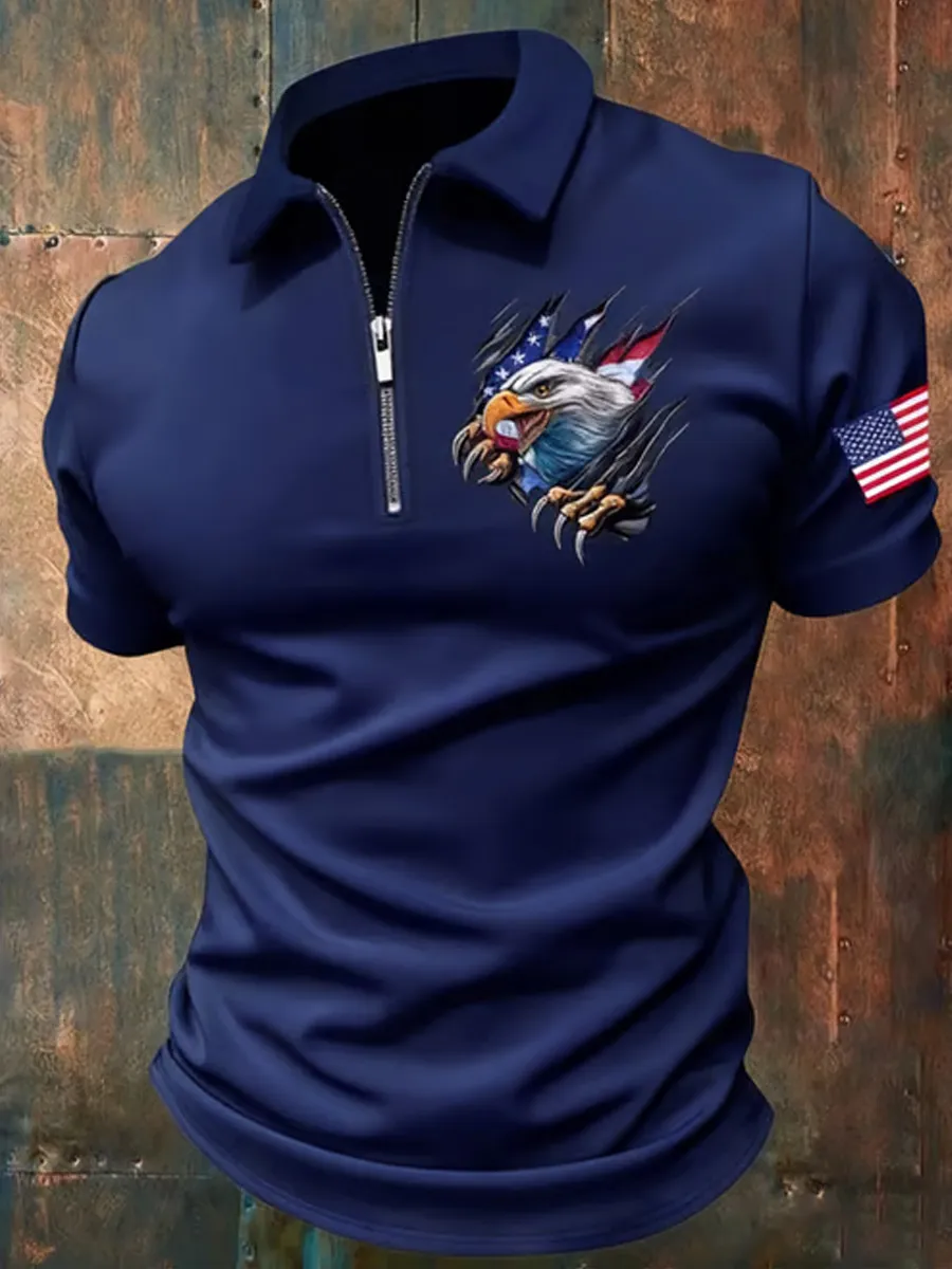 Men's America 250th Anniversary Print Casual Polo Shirt