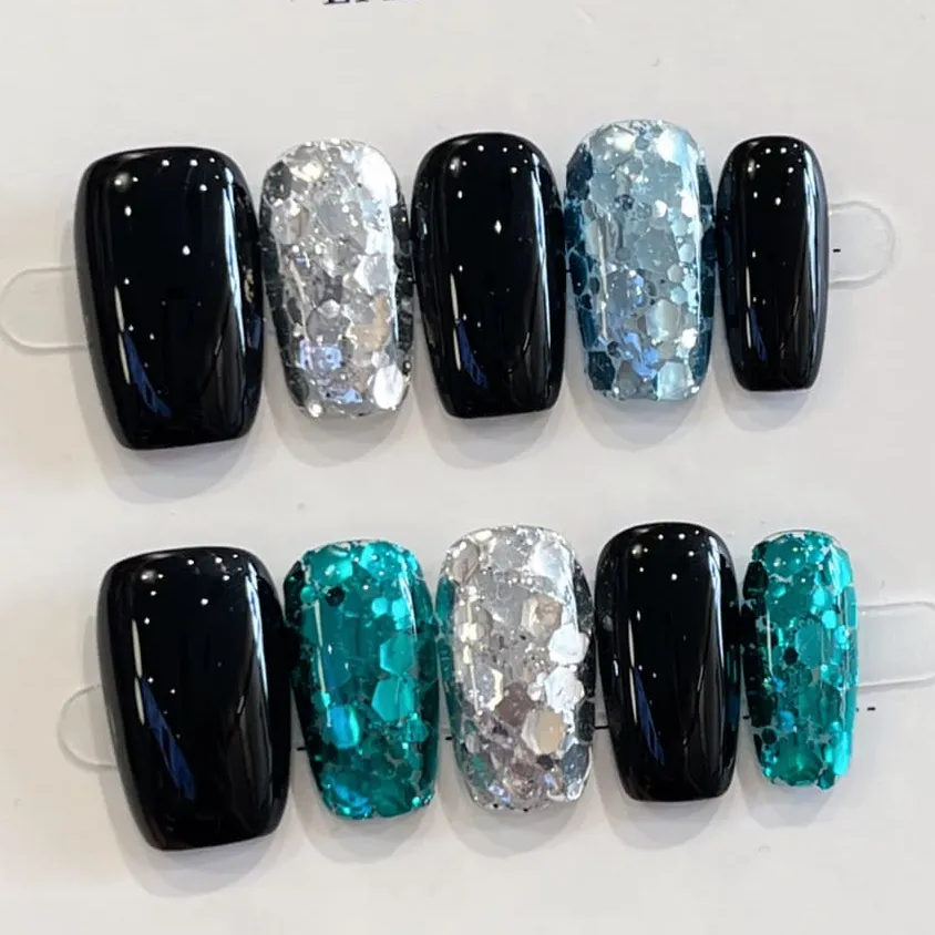 Nailhour 10Pcs Handmade French Minimalist Medium Square Press On Nails