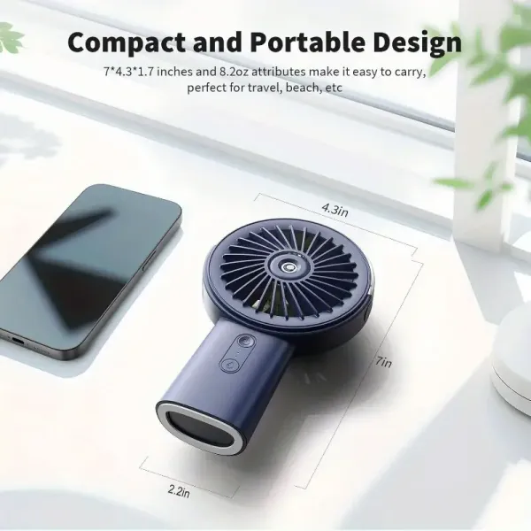 Dark Blue Portable Handheld Misting Fan