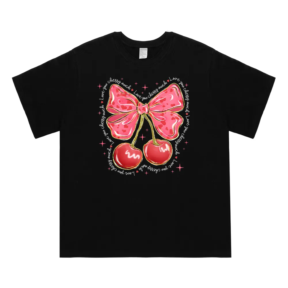 Love You Cherry Much Pink Coquette Heart T-shirt