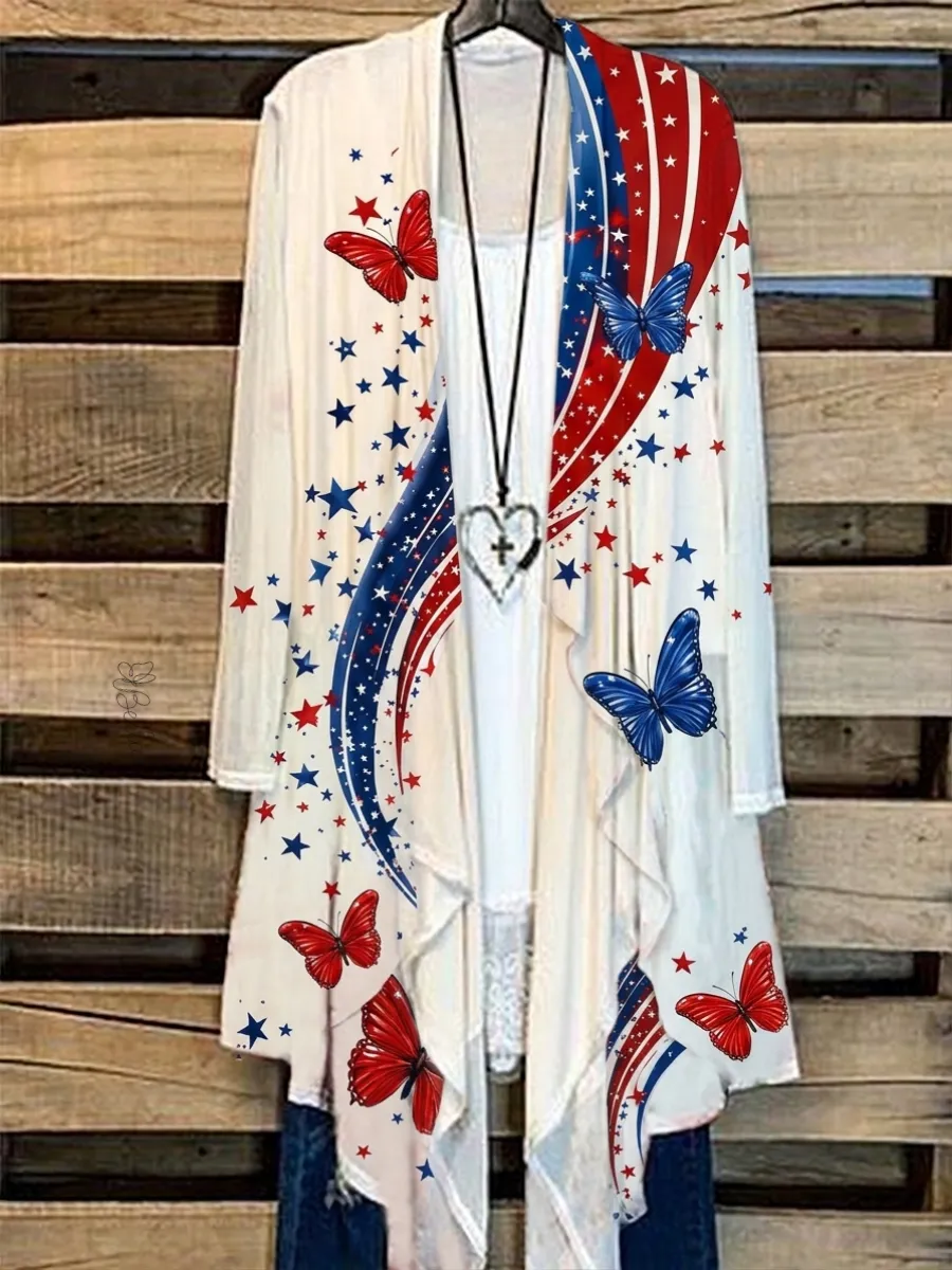Women's Independence Day Printed Casual Cardigan