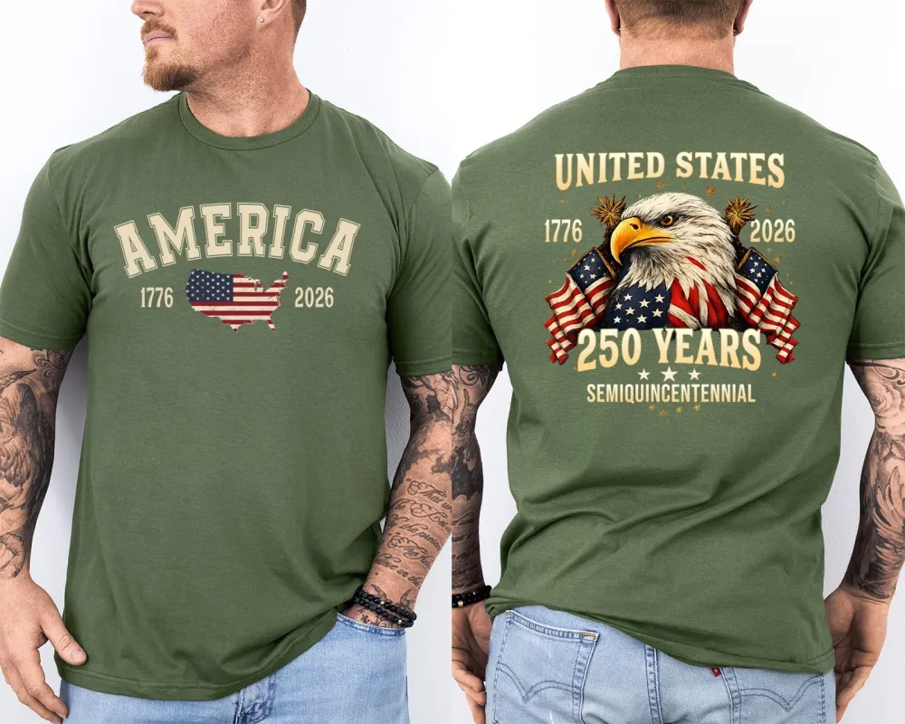 Men'S Casual American 1776-2026 Anniversary Printed Short Sleeved T-Shirt