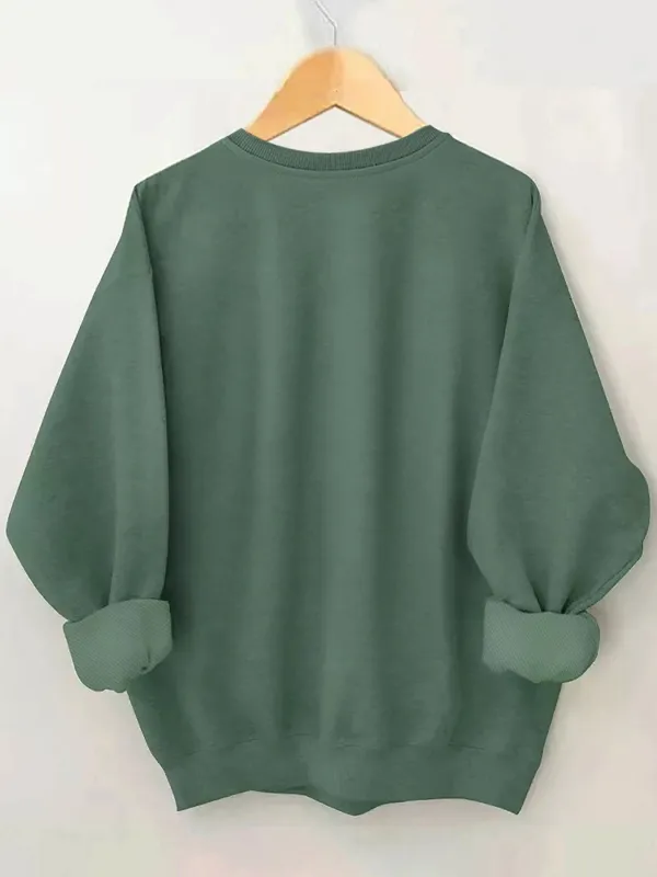 Minimalist Lines Whale Print Long Sleeve Women Sweatshirt