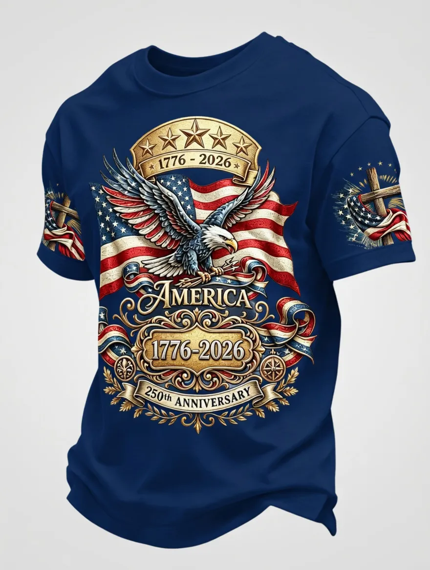250Th American Independence Day Style T-Shirt For Men'S Wear