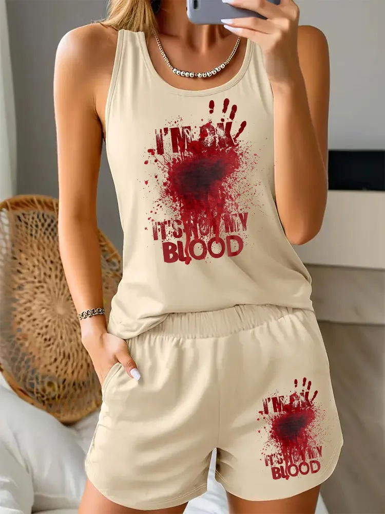 Women'S Halloween Art Unique Palm Print Vest Set