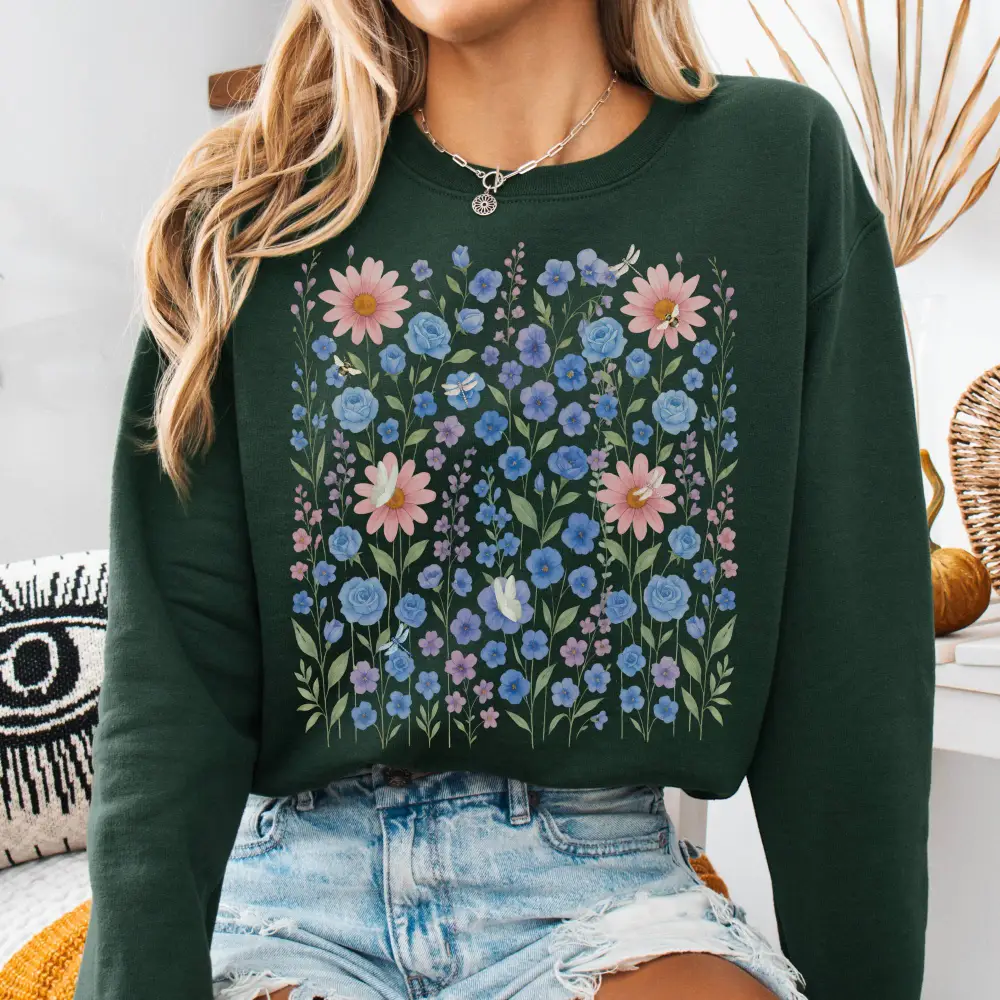 Blue Wildflower Sweatshirt