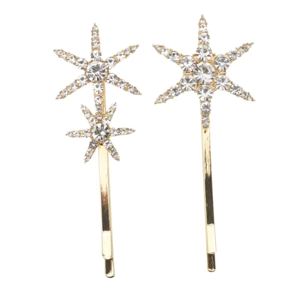 Gold Star-Shaped Fine Diamond Metal Hairpin