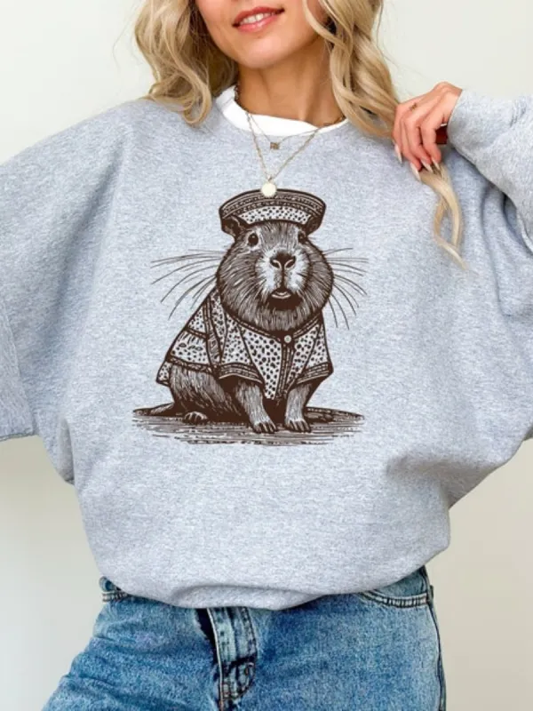 Cute Capybara Print Sweatshirt