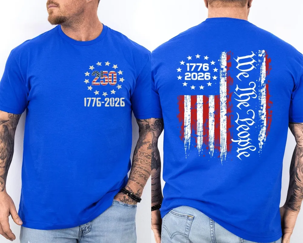 Men'S Casual American 1776-2026 Anniversary Printed Short Sleeved T-Shirt