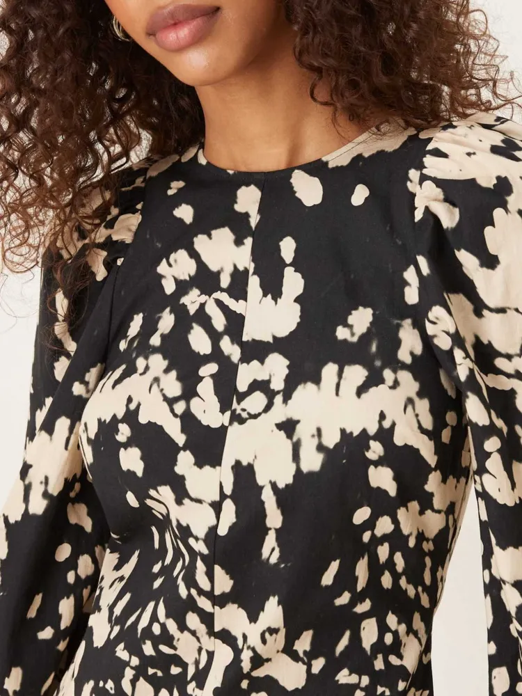 Tied Back Print Crew Neck Dress