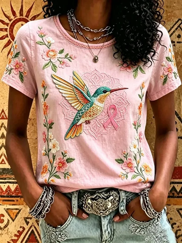 Women'S Casual Pink Art T-Shirt