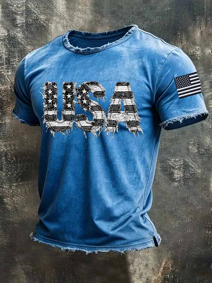 Men'S America Flag Printed Casual T-Shirt