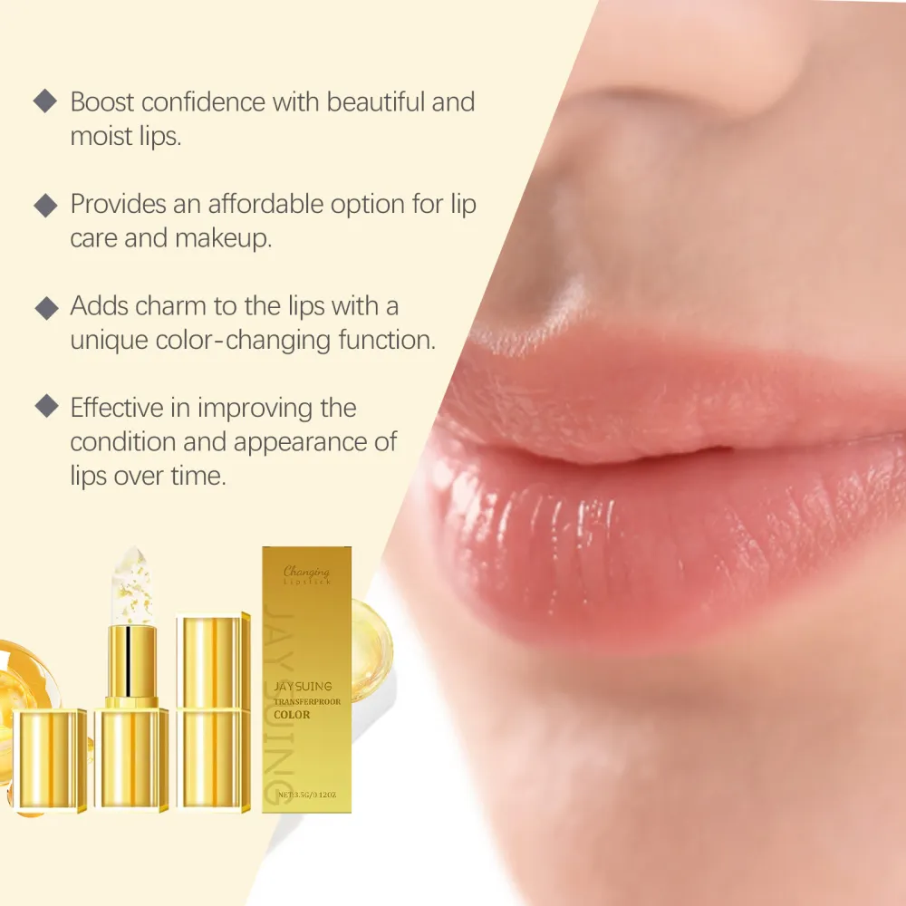 Jaysuing Gold Foil Color-Changing Nourishing Lipstick – Mildly nourishes, pampers lip skin, and delivers hydrating care for a dewy, healthy pout!-£FDC