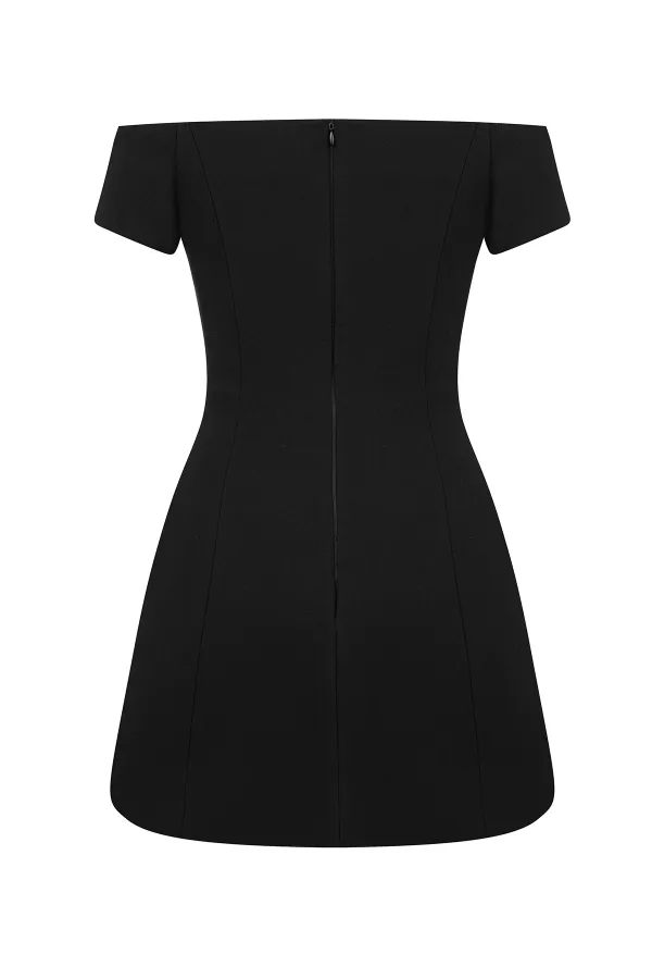Short Sleeve Mini Dress-Black