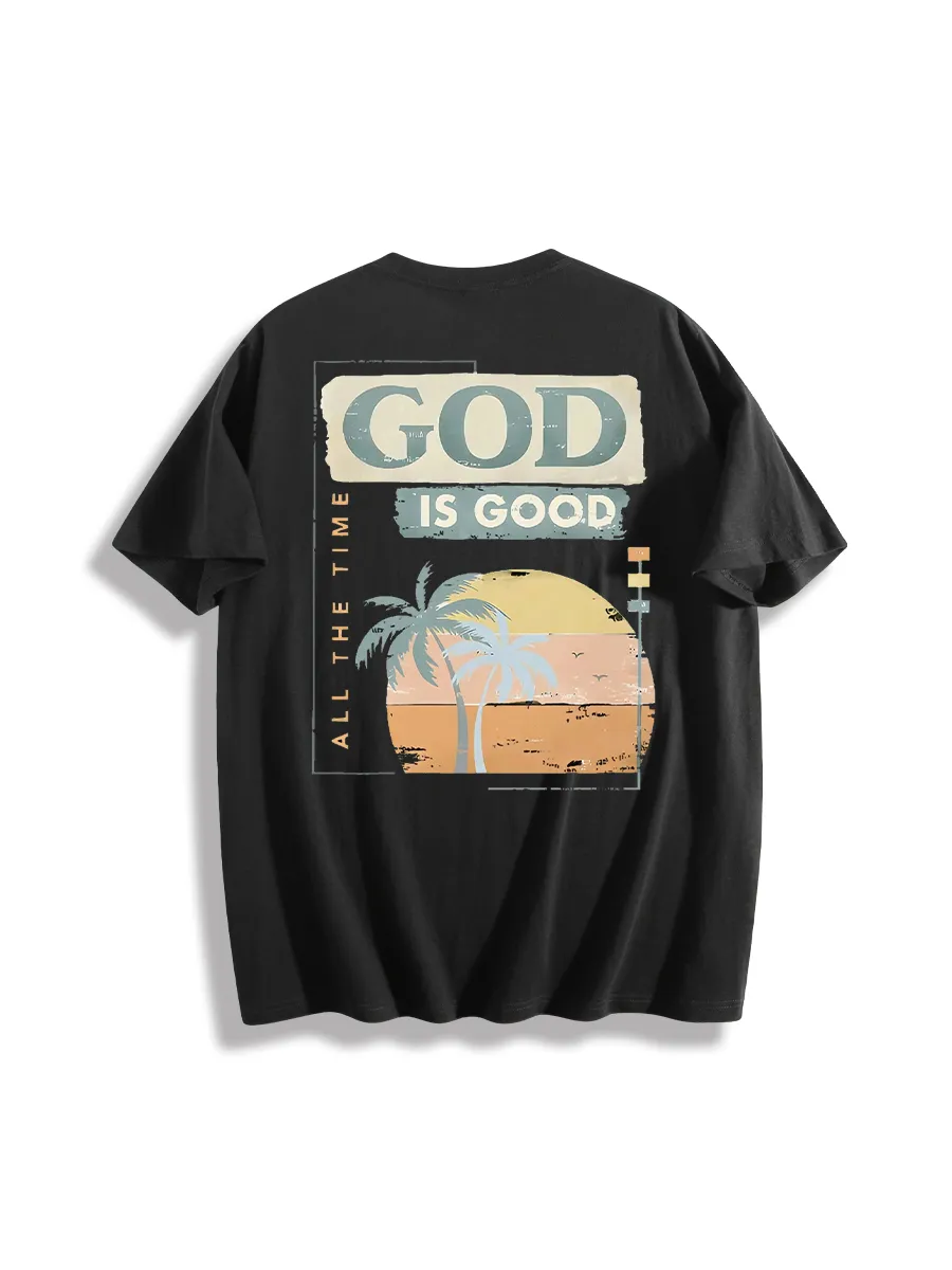 Tropical Sunset Faith Themed Graphic T-Shirt