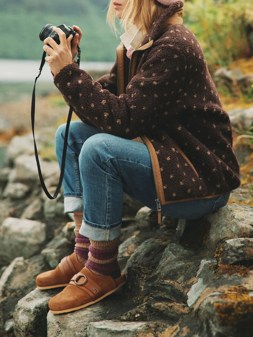 Chocolate Brown Spot Fleece Jacket