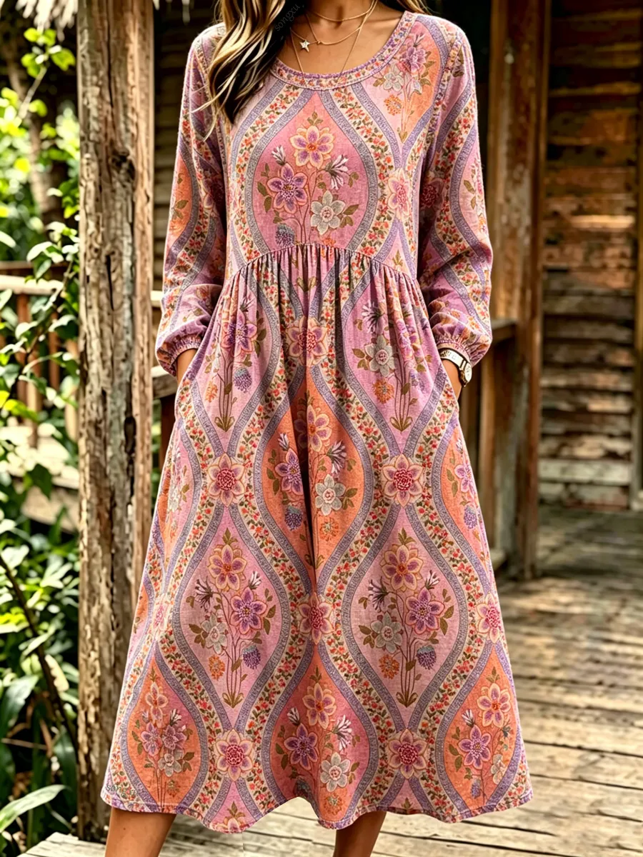 Women'S Casual Floral Bohemian Art Print Dress