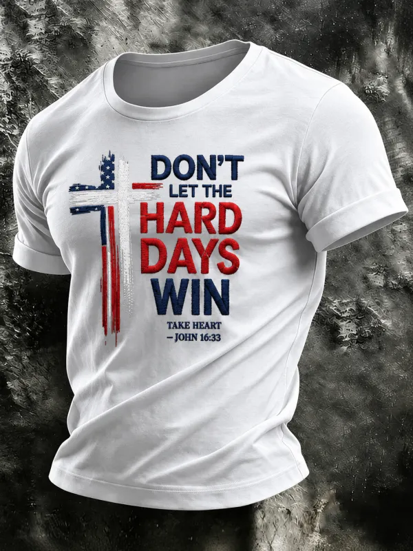 Men'S Casual Faith Cross Flag Print Commemorative T-Shirt