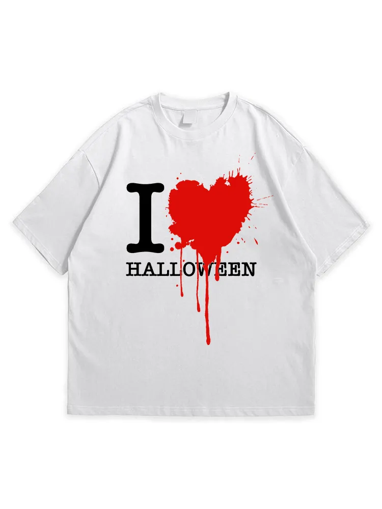 Men'S Halloween I Love HALLOWEEN Leisure Simple Round Neck Top Tshirt
