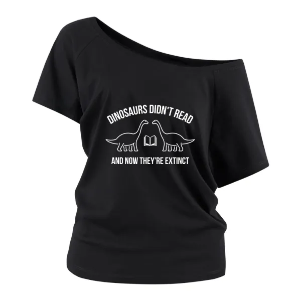 Dinosaurs Print Off Shoulder T-shirts