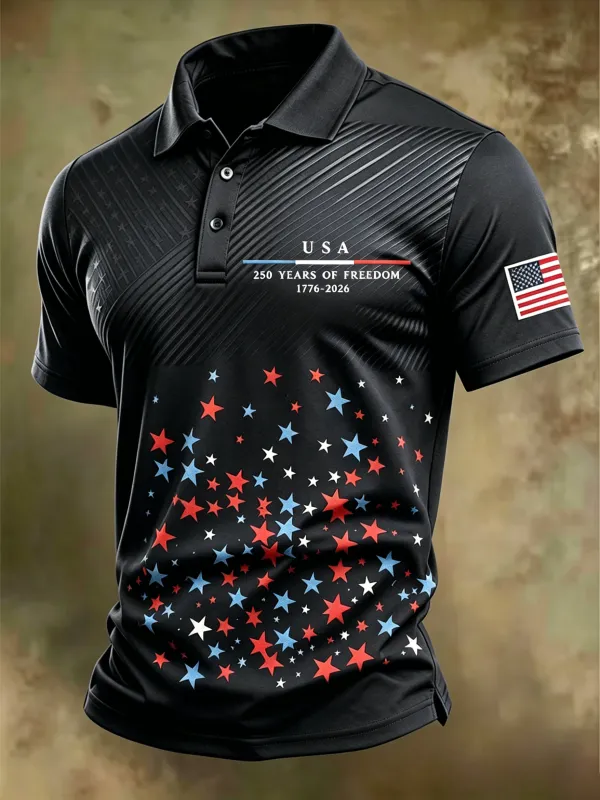 250Th Anniversary American Embroidery Commemorative Printed Polo Shirt